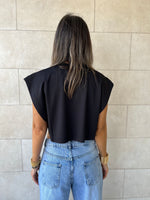 Black Boxy Jersey Cropped T-Shirt