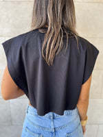 Black Boxy Jersey Cropped T-Shirt