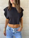 Black Boxy Jersey Cropped T-Shirt