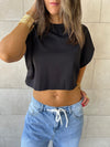 Black Boxy Jersey Cropped T-Shirt