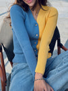 Yellow & Blue Contrast Knit Sweater