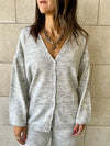 Grey V Buttons Knit Set