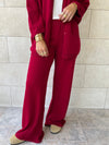 Burgundy V Buttons Knit Set