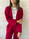 Burgundy V Buttons Knit Set