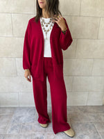 Burgundy V Buttons Knit Set