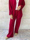 Burgundy V Buttons Knit Set