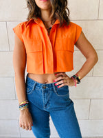 Orange Off Duty Cropped Shirt