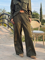 Olive Suede tailored Utility Pants