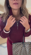 Burgundy Quarter Zip Up Knit Top