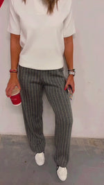 Grey Go To Striped Knit Pants