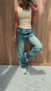 Distressed Cargo Waist Jeans