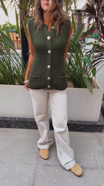 Olive Golden Button Knit Vest