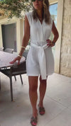 White Living By The Coast Shorts Jumpsuit