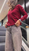 PREORDER Burgundy Signature V Knit Sweater