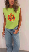 Papaya Shoulder Pad Cut Tee