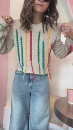 Beige Colorful Stitch Knit