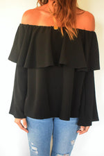 Black Tiered Off Shoulder Top