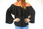 Black Tiered Off Shoulder Top