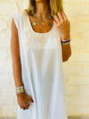 Sleeveless Embroidered Neck Dress