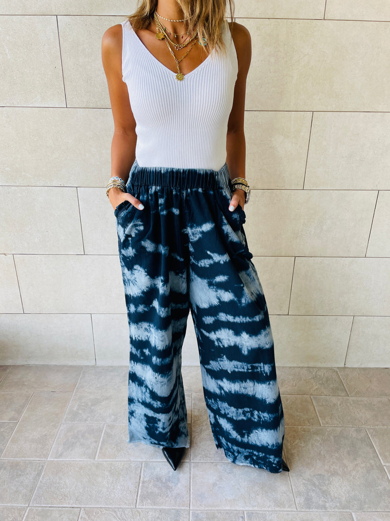 Tie Dye Denim Flare Pants