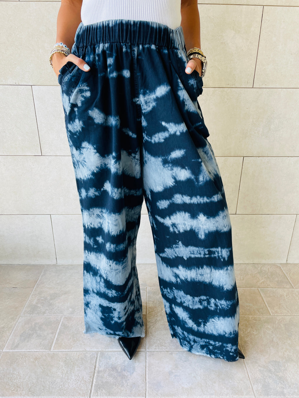 Tie Dye Denim Flare Pants