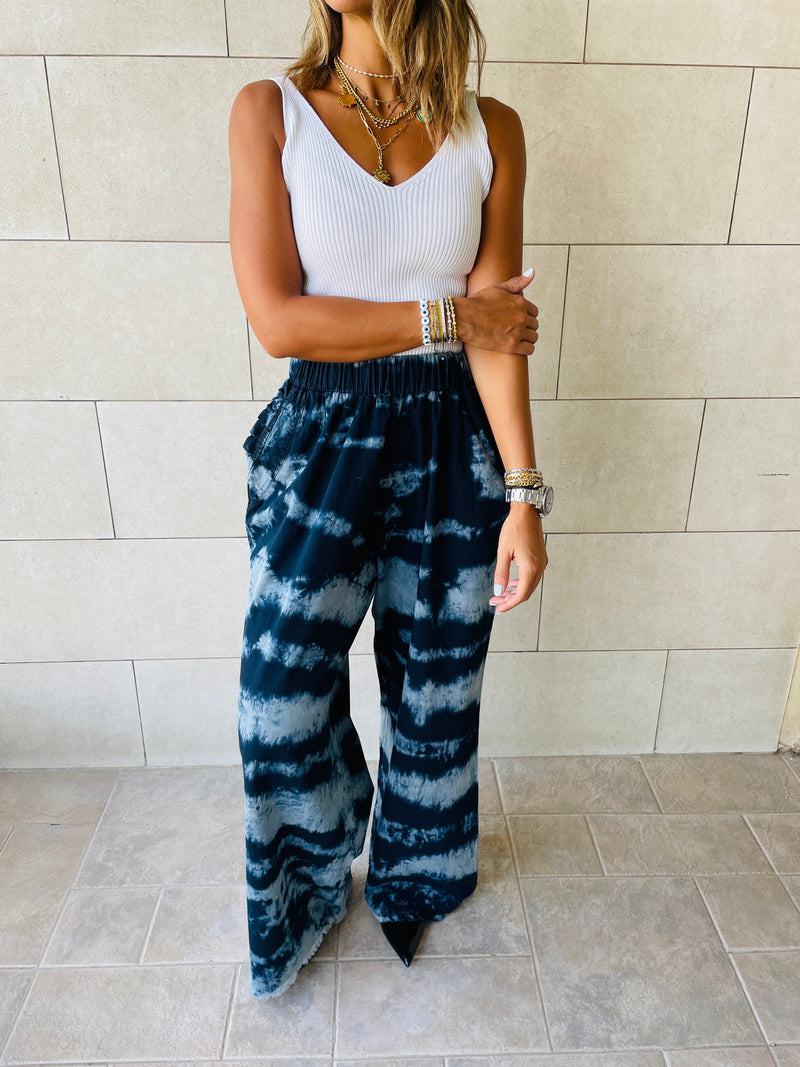 Tie Dye Denim Flare Pants