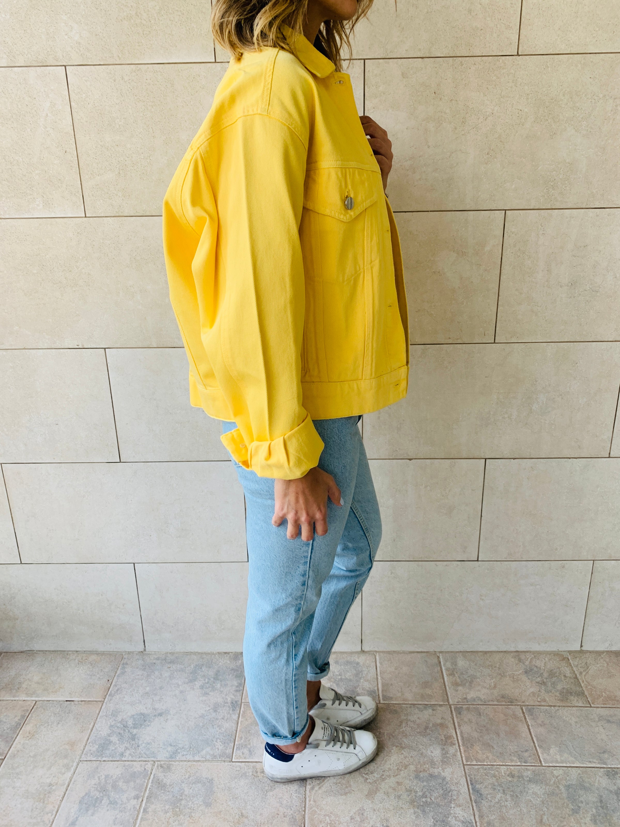 Pastel yellow cheap jean jacket