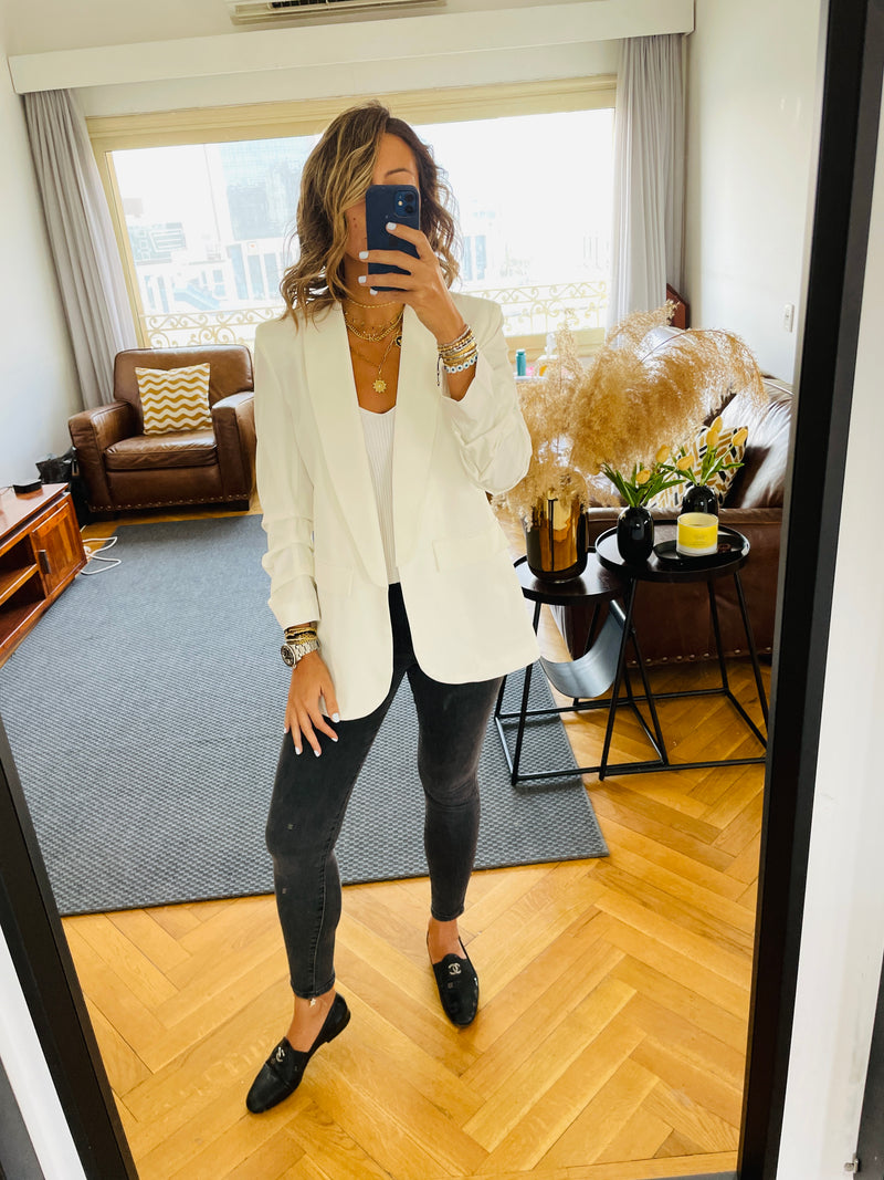 White hot sale ruched blazer