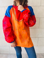 Orange Sired Embroidered Linen Shirt