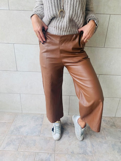 Copper Leather Culottes