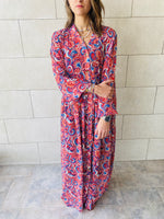 Rouge Paisley Chiffon Dress