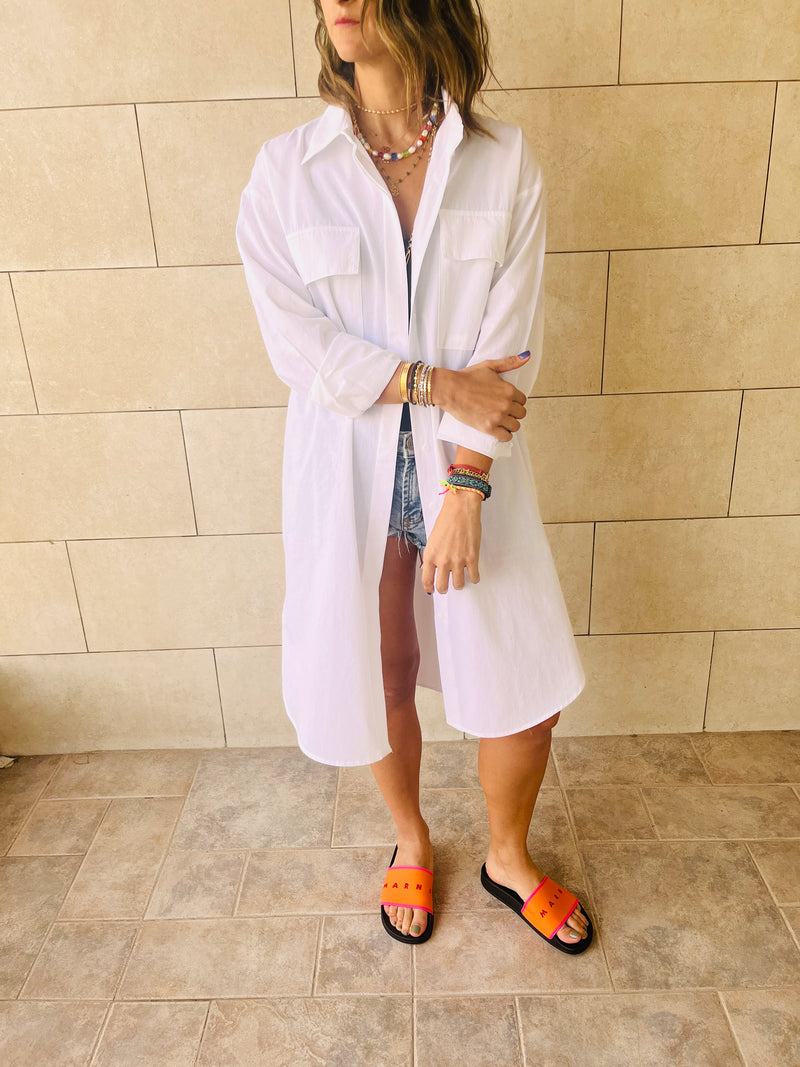 White Oversized Beach Shirt