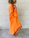 Orange High Low Linen Shirt