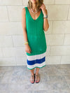 Green Colorblock Trim Crochet Coverup