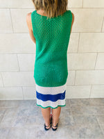 Green Colorblock Trim Crochet Coverup