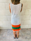 Orange Colorblock Trim Crochet Coverup