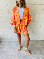 Orange Printed Shorts Set