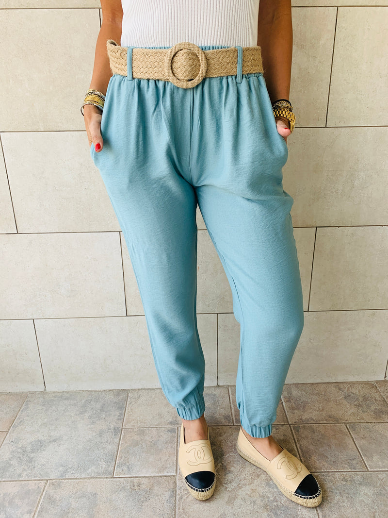 Aqua Belted Pants