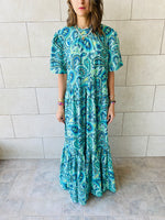 Blues Paisley Tiered Dress