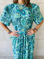 Blues Paisley Tiered Dress